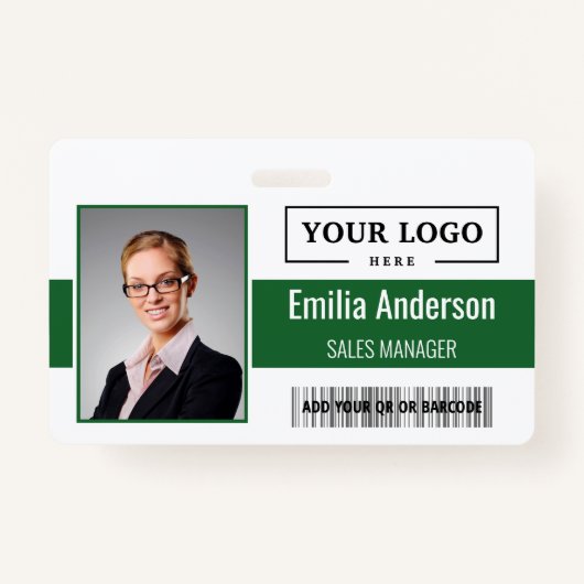 カスタムBusiness Logoバーコード従業員の写真 バッジ (正面)
