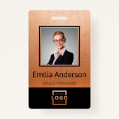 カスタムBusiness Logoバーコード従業員の写真 バッジ (正面)