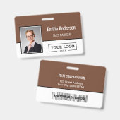 カスタムBusiness Logoバーコード従業員の写真 バッジ (正面＆裏面)