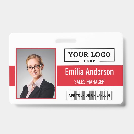 カスタムBusiness Logoバーコード従業員の写真 バッジ (正面)