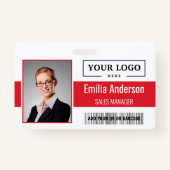 カスタムBusiness Logoバーコード従業員の写真 バッジ (正面)