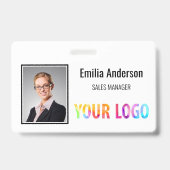 カスタムBusiness Logoバーコード従業員の写真 バッジ (正面)