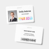 カスタムBusiness Logoバーコード従業員の写真 バッジ (正面＆裏面)