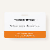 カスタムBusiness Logoバーコード従業員フォトオレンジ バッジ (裏面)