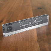 カスタムBusiness Logoブラックメタルエグゼクティブ デスクネームプレート (側面)