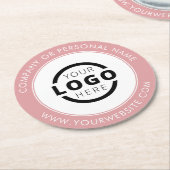 カスタムBusiness Logoプロモーション用ピンク ラウンドペーパーコースター (アングル)