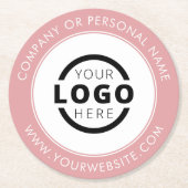 カスタムBusiness Logoプロモーション用ピンク ラウンドペーパーコースター (正面)