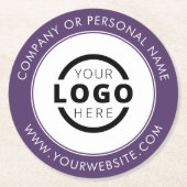 カスタムBusiness Logoプロモーション紫 ラウンドペーパーコースター (正面)