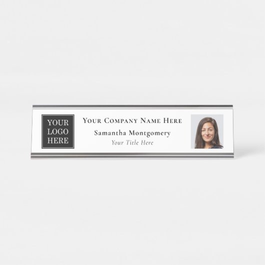 カスタムBusiness Logo会社名タイトル写真 デスクネームプレート (正面)