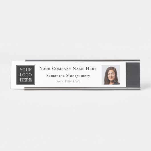 カスタムBusiness Logo会社名タイトル写真 デスクネームプレート (正面)
