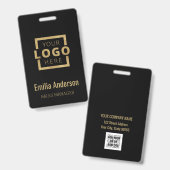 カスタムBusiness Logo基本金ゴールドバーコード従業員 バッジ (正面&裏面)
