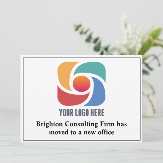 カスタムBusiness Logo当社のオフィスは移動中 案内状 (スタンド正面)