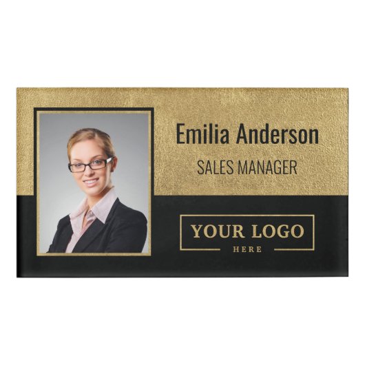 カスタムBusiness Logo社員企業のの写真 名札 (正面)