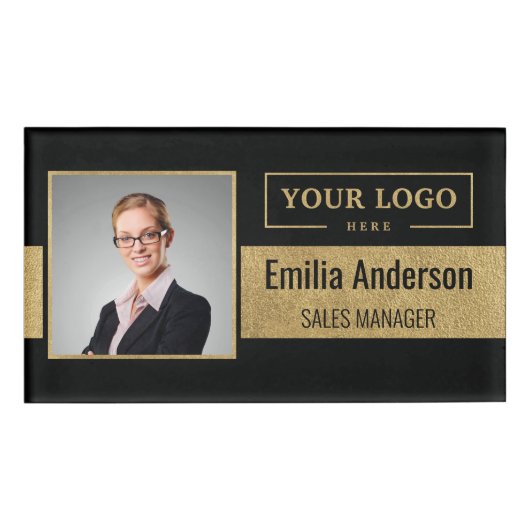 カスタムBusiness Logo社員企業のの写真 名札 (正面)