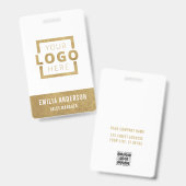 カスタムBusiness Logo金ゴールド基本バーコード従業員 バッジ (正面＆裏面)