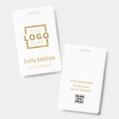 カスタムBusiness Logo金ゴールド基本バーコード従業員 バッジ (正面＆裏面)