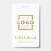 カスタムBusiness Logo金ゴールド基本バーコード従業員 バッジ (正面)