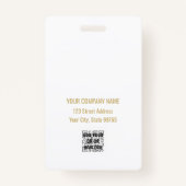 カスタムBusiness Logo金ゴールド基本バーコード従業員 バッジ (裏面)