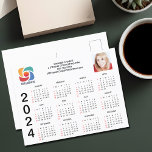 カスタムBusiness Logo 2024会社カレンダー ポストカード<br><div class="desc">このモダンプロフェッショナルカレンダーはきカスタムがきは、エージェント名の下に会社の名前を付けて作成される。このミニマルな白黒カレンダーは、ロゴを片側に配置し、写真をパーソナライズされた反対側に配置している。2024コンテンポラリー年のマーケティングはがき。週の日は日曜日から始まる。</div>