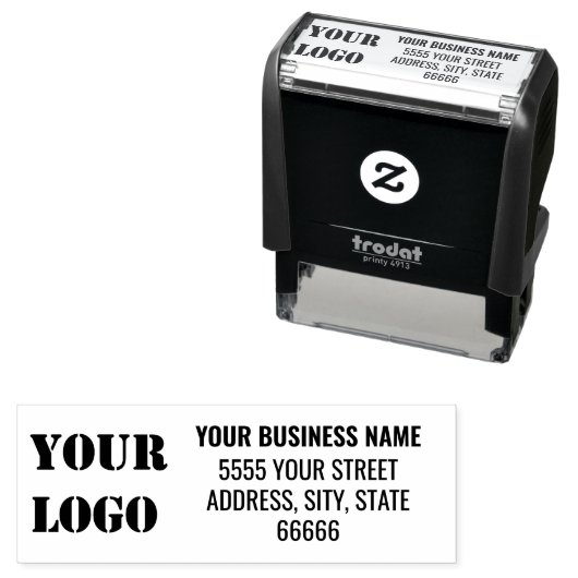 カスタムBusiness Logo Address Self-Inking Stamp セルフインキングスタンプ (インサイチュ)