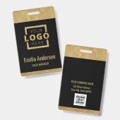 カスタムBusiness Logo Basicバーコード従業員金ゴールド バッジ (正面＆裏面)