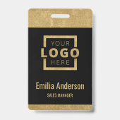 カスタムBusiness Logo Basicバーコード従業員金ゴールド バッジ (正面)