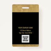 カスタムBusiness Logo Basicバーコード従業員金ゴールド バッジ (裏面)