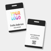 カスタムBusiness Logo Basicバーコード従業員 バッジ (正面＆裏面)