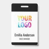カスタムBusiness Logo Basicバーコード従業員 バッジ (正面)