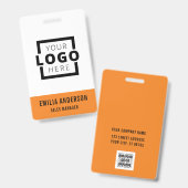 カスタムBusiness Logo Basicバーコード従業員 バッジ (正面＆裏面)