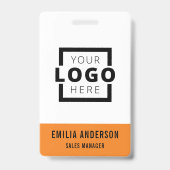 カスタムBusiness Logo Basicバーコード従業員 バッジ (正面)