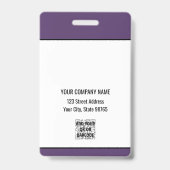 カスタムBusiness Logo Basicバーコード従業員 バッジ (裏面)