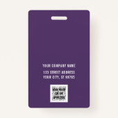 カスタムBusiness Logo Basicバーコード従業員 バッジ (裏面)