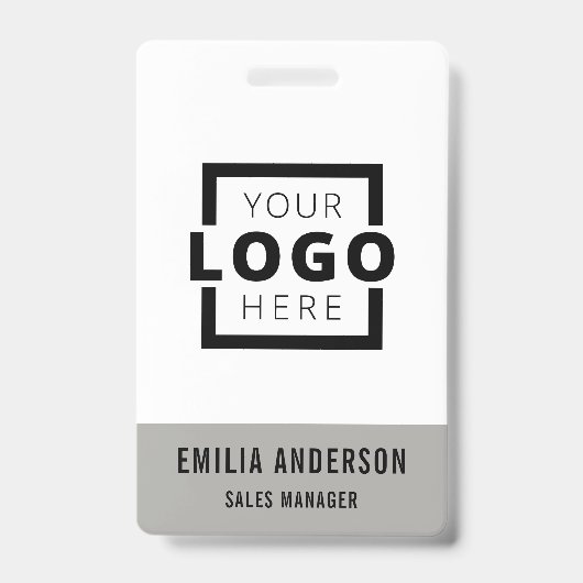 カスタムBusiness Logo Basicバーコード従業員 バッジ (正面)