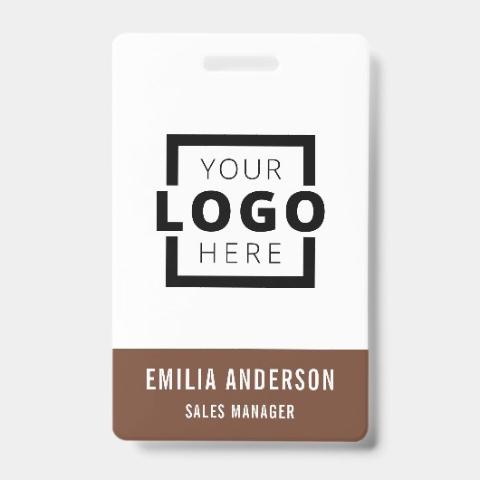 カスタムBusiness Logo Basicバーコード従業員 バッジ (正面)