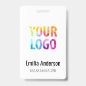 カスタムBusiness Logo Basicバーコード従業員 バッジ (正面)