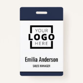 カスタムBusiness Logo Basicバーコード従業員 バッジ (正面)