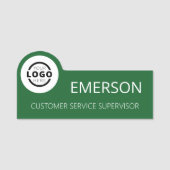 カスタムBusiness Logo Basic従業員の緑の名前 名札 (正面)