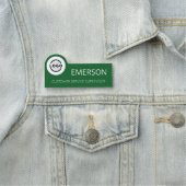 カスタムBusiness Logo Basic従業員の緑の名前 名札 (インサイチュ)