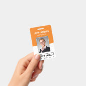 カスタムBusiness Logo Basic従業員フォトオレンジ バッジ (手持ち)