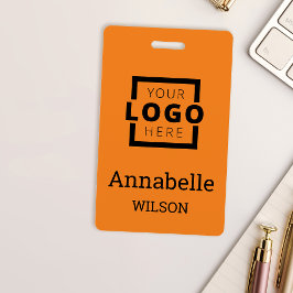 カスタムBusiness Logo Basic従業員名オレンジ バッジ