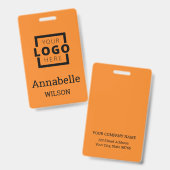 カスタムBusiness Logo Basic従業員名オレンジ バッジ (正面&裏面)