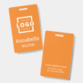 カスタムBusiness Logo Basic従業員名オレンジ バッジ (正面&裏面)