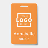カスタムBusiness Logo Basic従業員名オレンジ バッジ (正面)