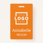 カスタムBusiness Logo Basic従業員名オレンジ バッジ (正面)