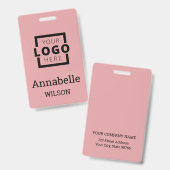 カスタムBusiness Logo Basic従業員名ピンク バッジ (正面＆裏面)