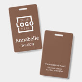 カスタムBusiness Logo Basic従業員名Brown バッジ (正面＆裏面)