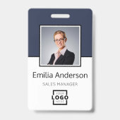 カスタムBusiness Logo Basic Barcode Employee Photo バッジ (正面)