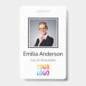 カスタムBusiness Logo Basic Barcode Employee Photo バッジ (正面)