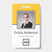 カスタムBusiness Logo Basic Barcode Employee Photo バッジ (正面)